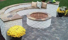 Finished Paver Patio, Bench Seat and Fire Pit